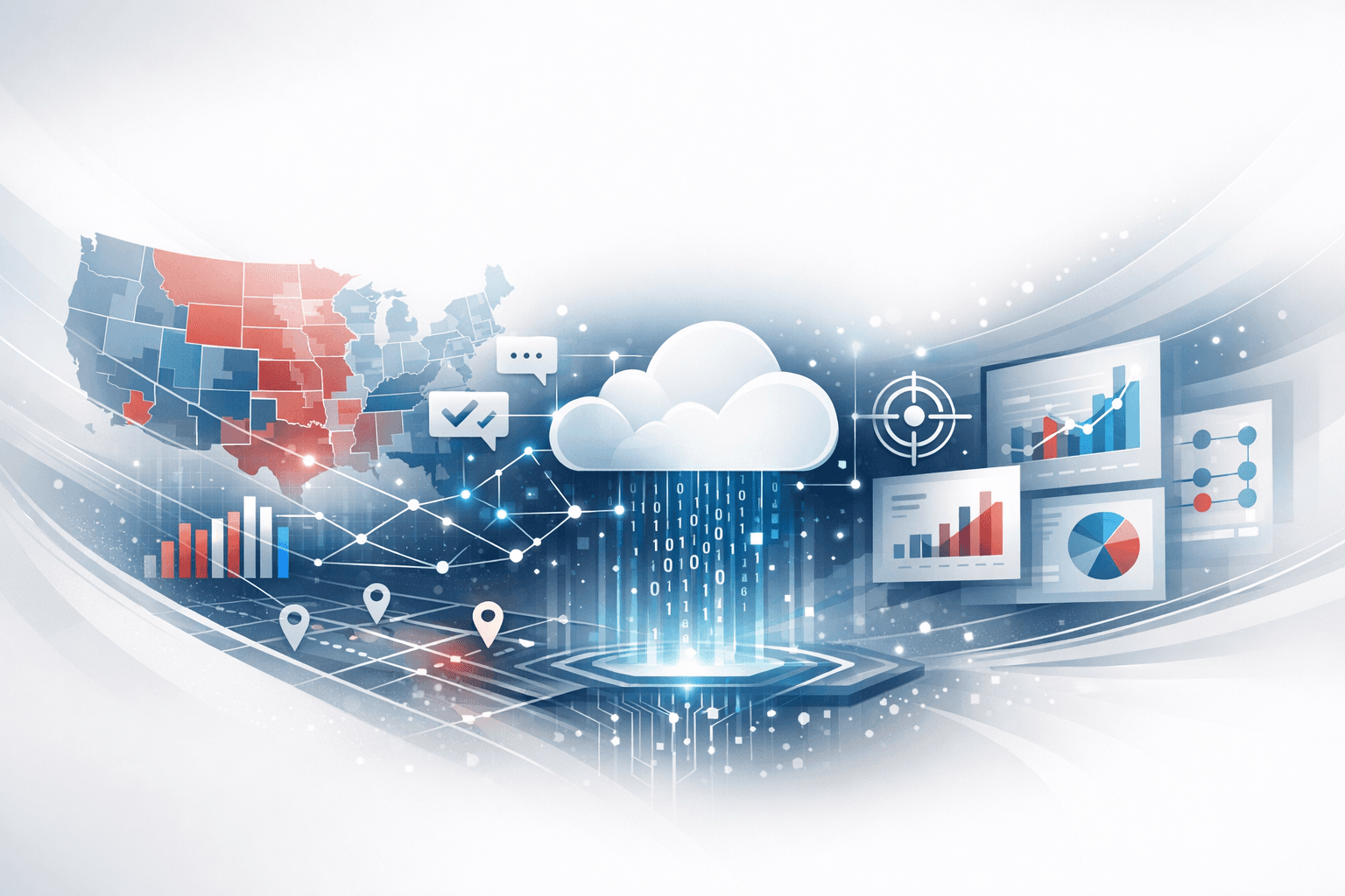 Political messaging and technology operations illustration